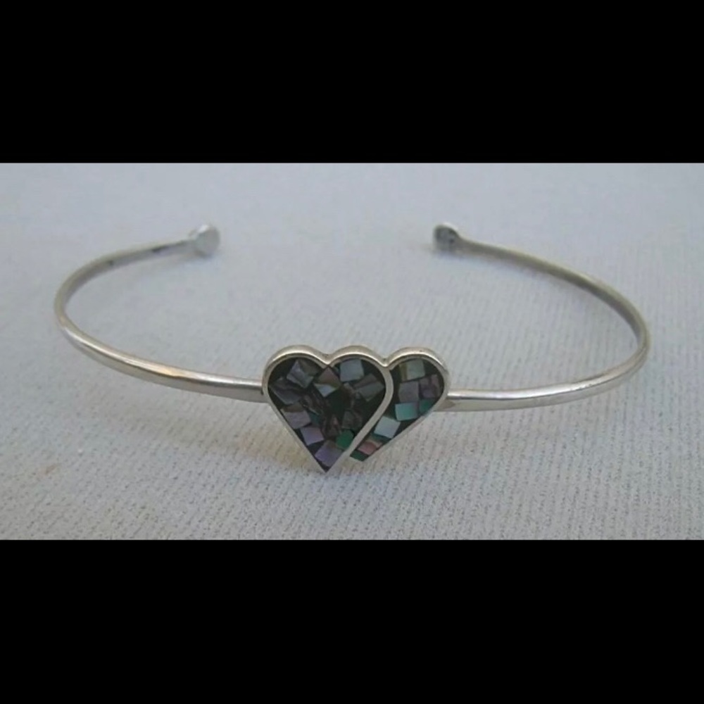 Native American Abalone Heart Inlay Cuff